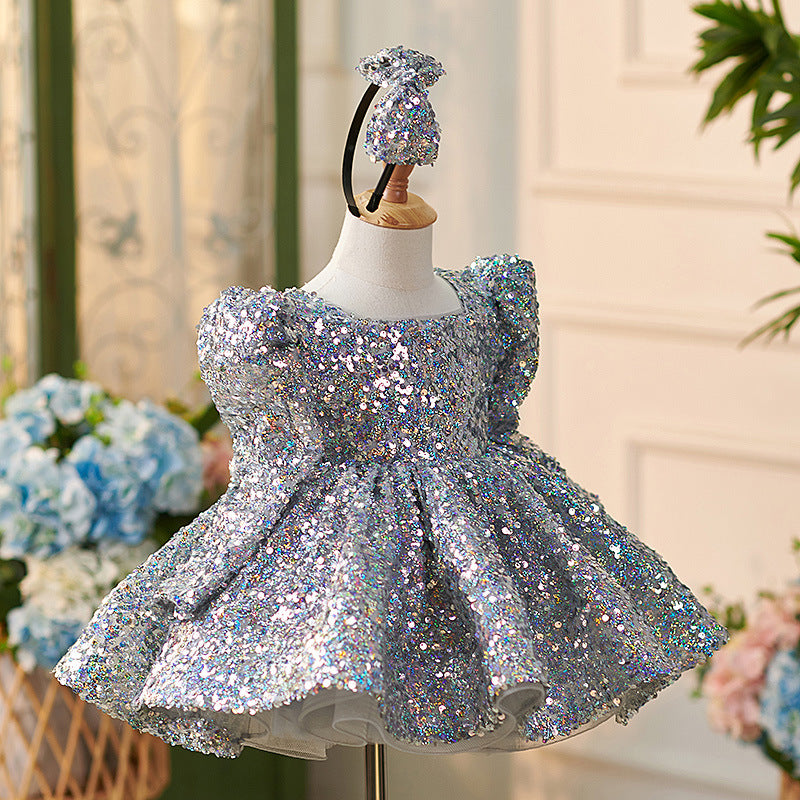 Floryme Princess Sequined Knee-length Baby Girl Birthday Dress
