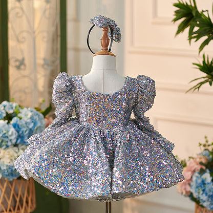 Floryme Princess Sequined Knee-length Baby Girl Birthday Dress