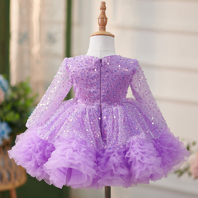 Floryme Princess Sequined Tulle Knee-length Baby Girl Birthday Dress