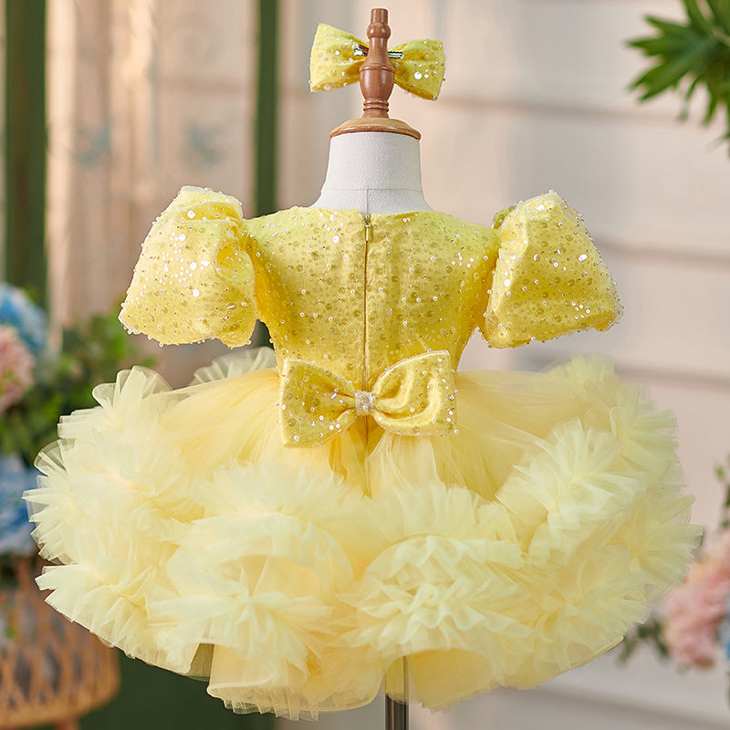 Floryme Princess Puffy Sleeves Knee-length Toddler Birthday Dress