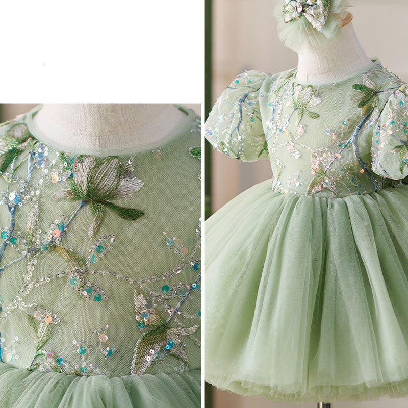 Floryme Floral Embroidery Knee-length Toddler Birthday Dress