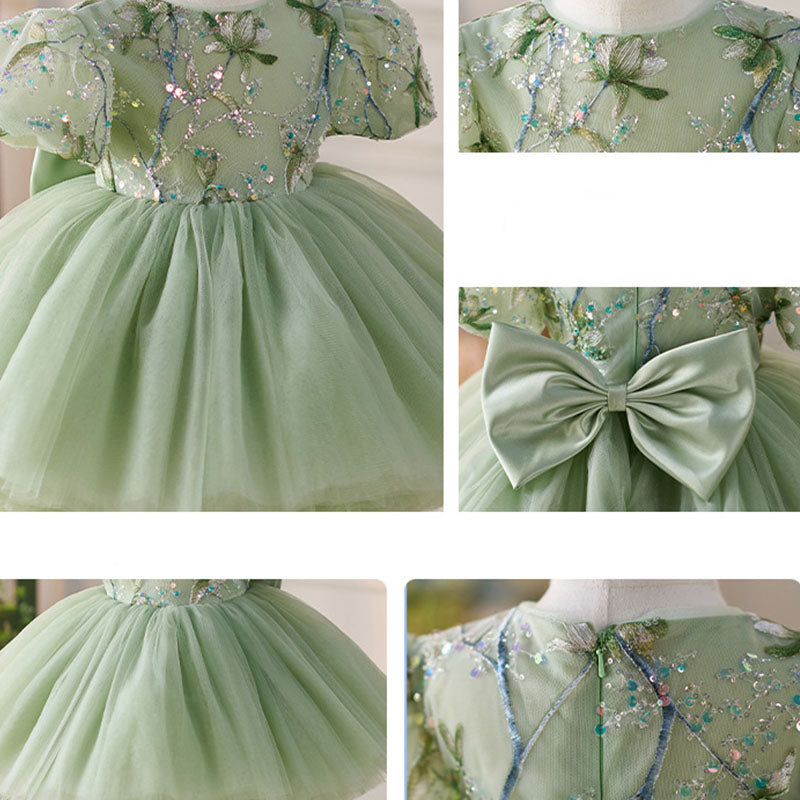 Floryme Floral Embroidery Knee-length Toddler Birthday Dress