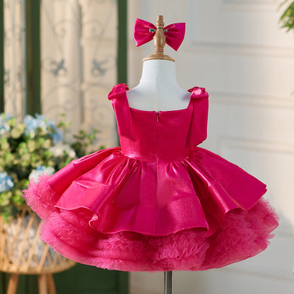 Floryme Bow Knee-length Toddler Birthday Dress