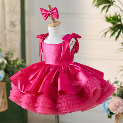 Floryme Bow Knee-length Toddler Birthday Dress