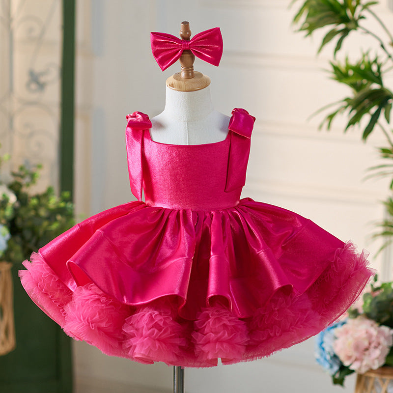 Floryme Bow Knee-length Toddler Birthday Dress