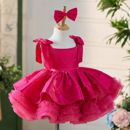 Floryme Bow Knee-length Toddler Birthday Dress