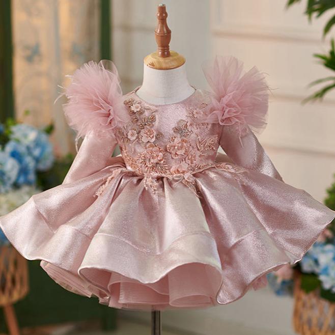 Floryme Princess Knee-length Long Sleeves Toddler Birthday Dress