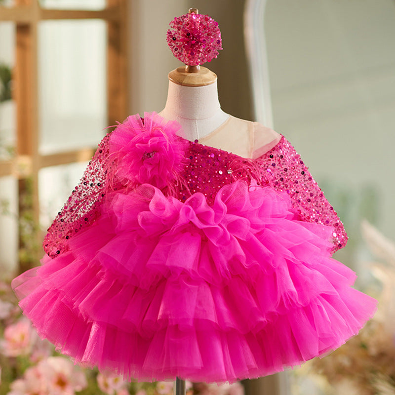 Floryme Sequined Knee-length Baby Girl Birthday Dress