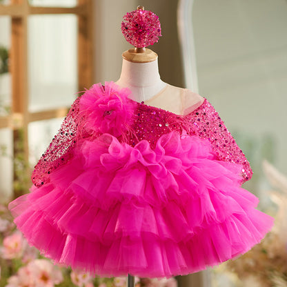 Floryme Sequined Knee-length Baby Girl Birthday Dress