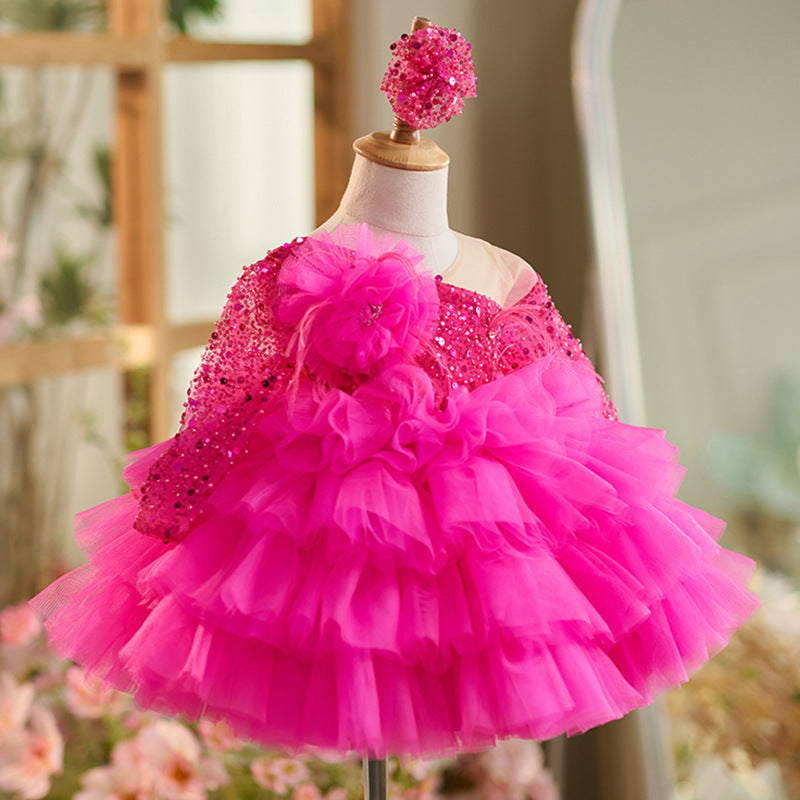 Floryme Sequined Knee-length Baby Girl Birthday Dress