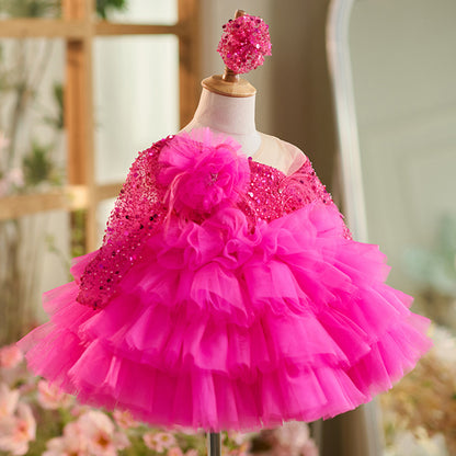 Floryme Sequined Knee-length Baby Girl Birthday Dress