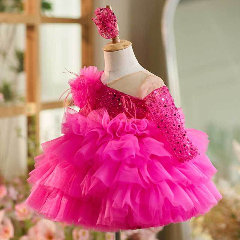 Floryme Sequined Knee-length Baby Girl Birthday Dress