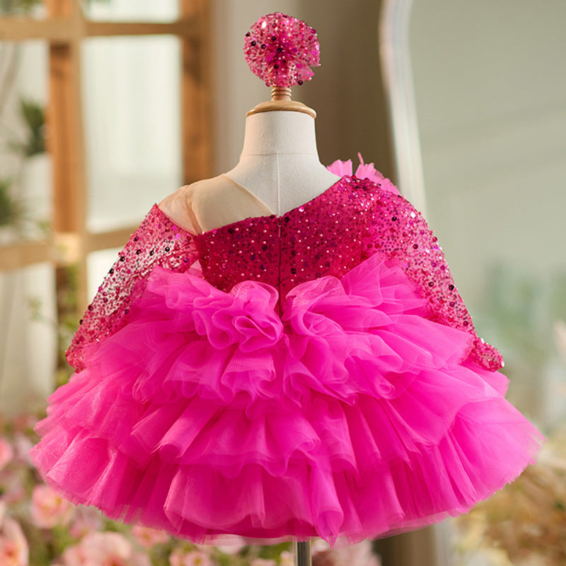 Floryme Sequined Knee-length Baby Girl Birthday Dress