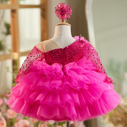 Floryme Sequined Knee-length Baby Girl Birthday Dress