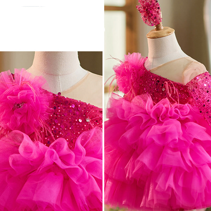 Floryme Sequined Knee-length Baby Girl Birthday Dress