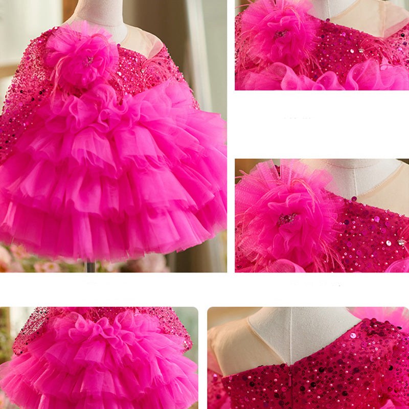 Floryme Sequined Knee-length Baby Girl Birthday Dress