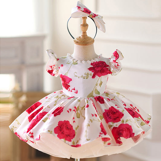 Floryme Bow Knee-length Toddler Birthday Dress
