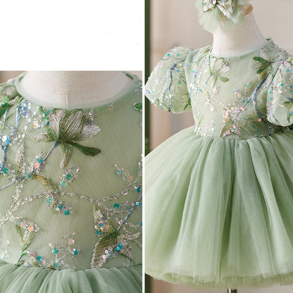 Floryme Bow Tulle Knee-length Baby Girl Birthday Dress