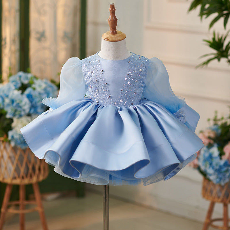 Floryme Bow Tulle Knee-length Toddler Birthday Dress