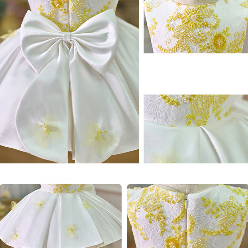 Floryme 3D Butterfly Knee-length Baby Girl Birthday Dress