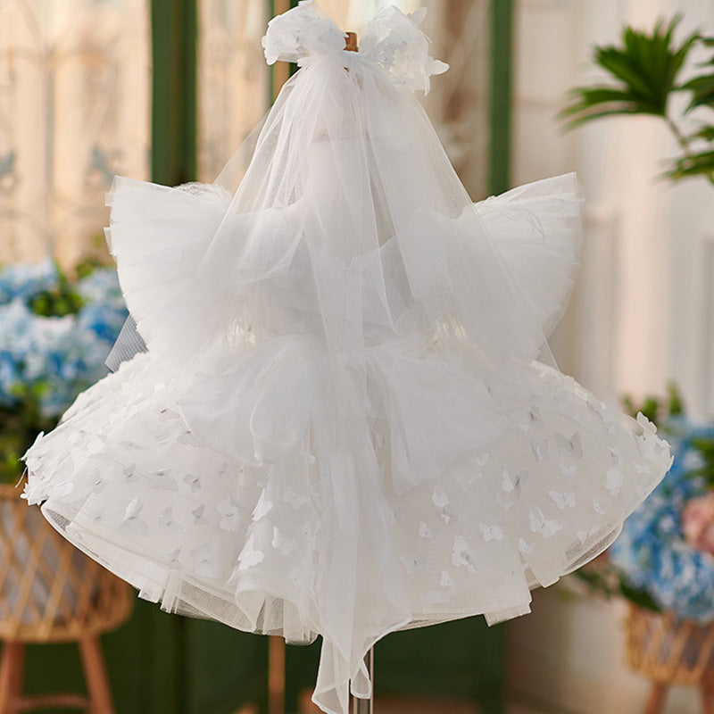 Floryme 3D Butterfly Knee-length Puffy Sleeves Toddler Birthday Dress