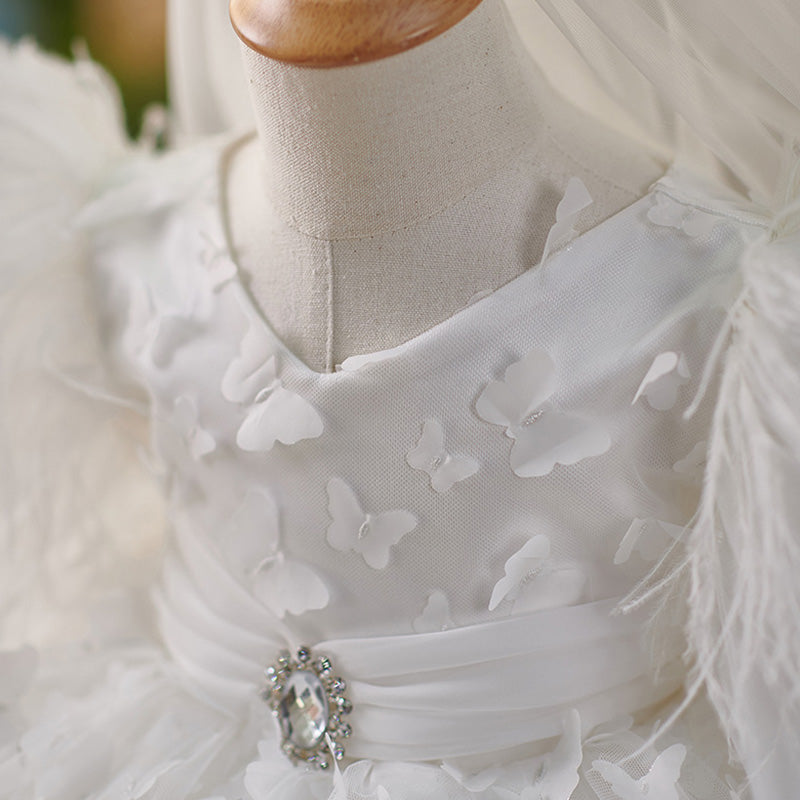 Floryme 3D Butterfly Knee-length Puffy Sleeves Toddler Birthday Dress