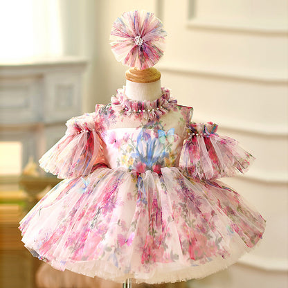 Floryme 3D Butterfly Knee-length Baby Girl Birthday Dress