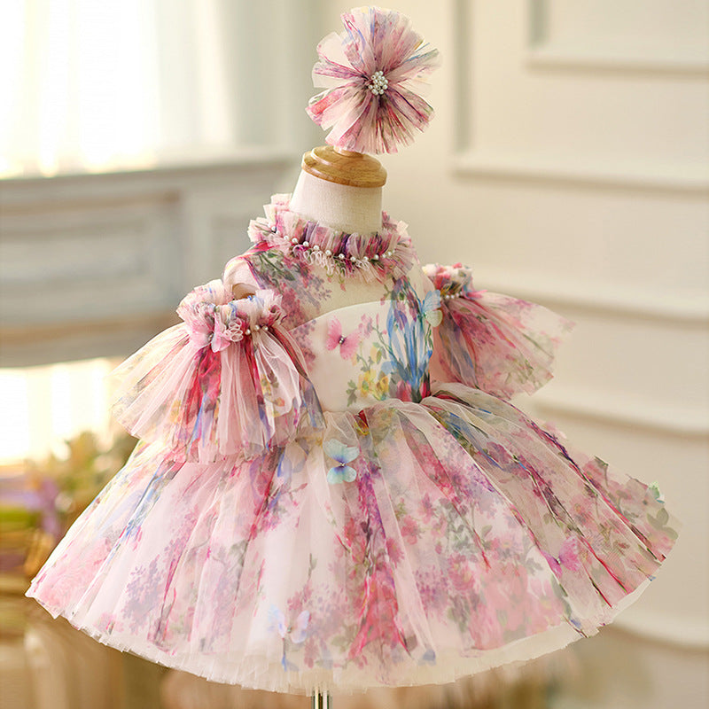 Floryme 3D Butterfly Knee-length Baby Girl Birthday Dress