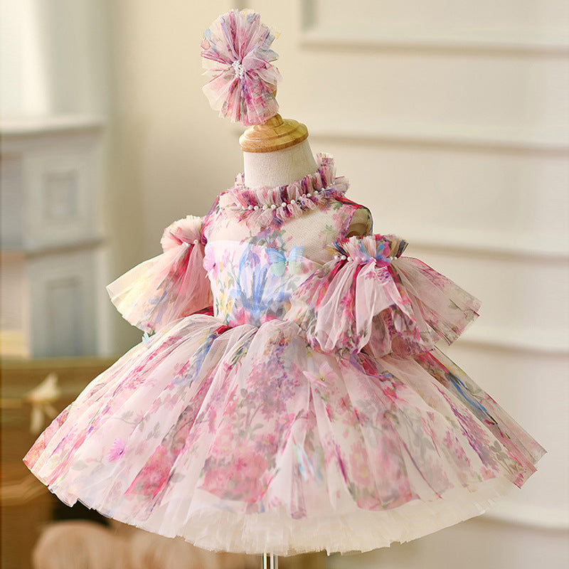 Floryme 3D Butterfly Knee-length Baby Girl Birthday Dress