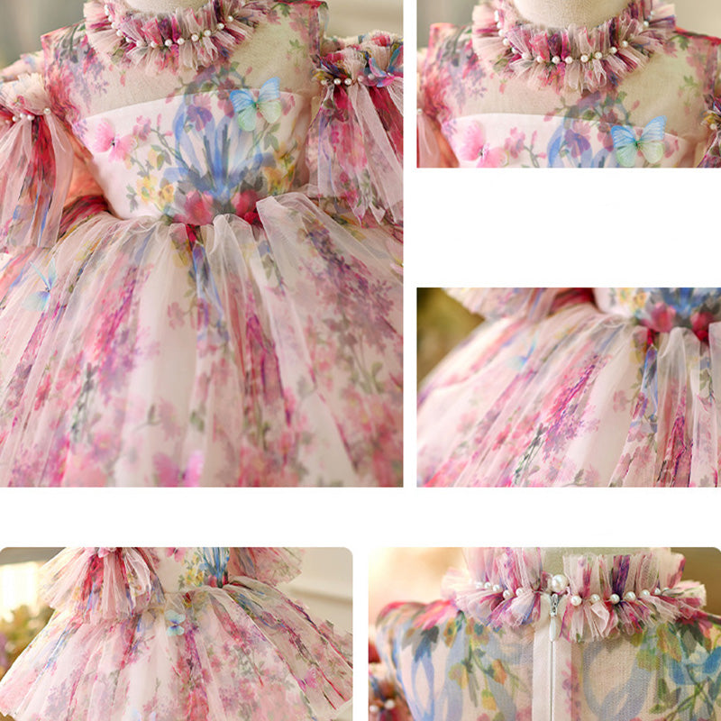 Floryme 3D Butterfly Knee-length Baby Girl Birthday Dress