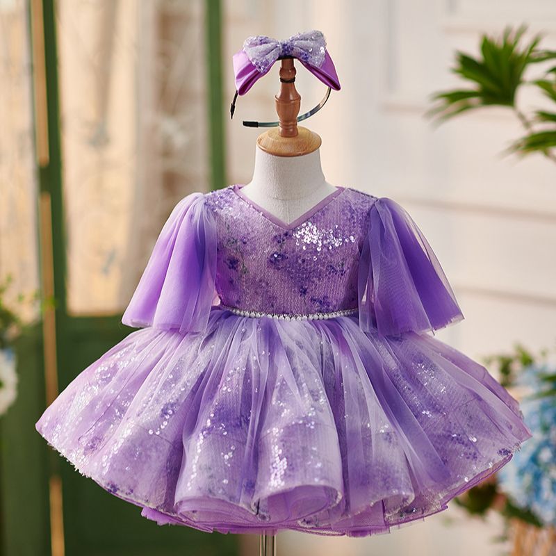 Floryme Princess Tulle Sequins Knee-length Toddler Birthday Dress