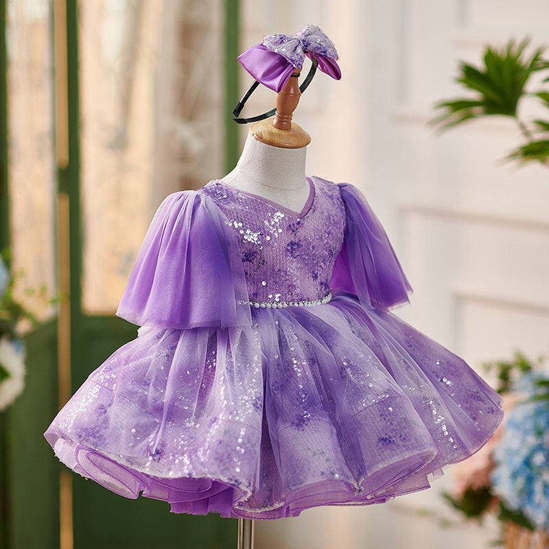 Floryme Princess Tulle Sequins Knee-length Toddler Birthday Dress