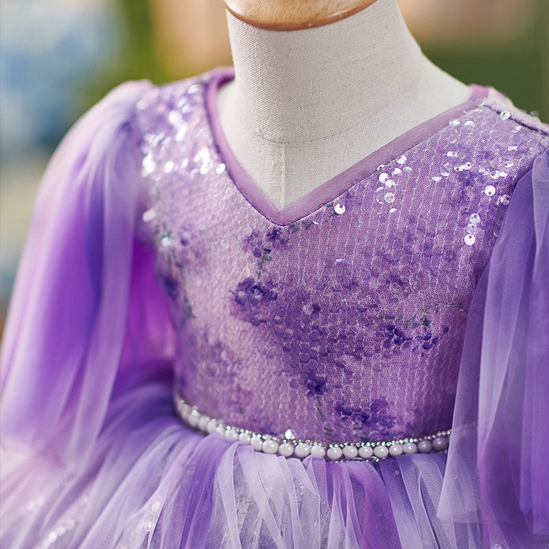 Floryme Princess Tulle Sequins Knee-length Toddler Birthday Dress