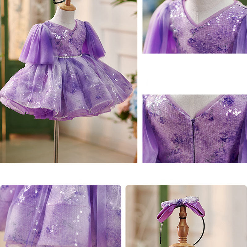 Floryme Princess Tulle Sequins Knee-length Toddler Birthday Dress