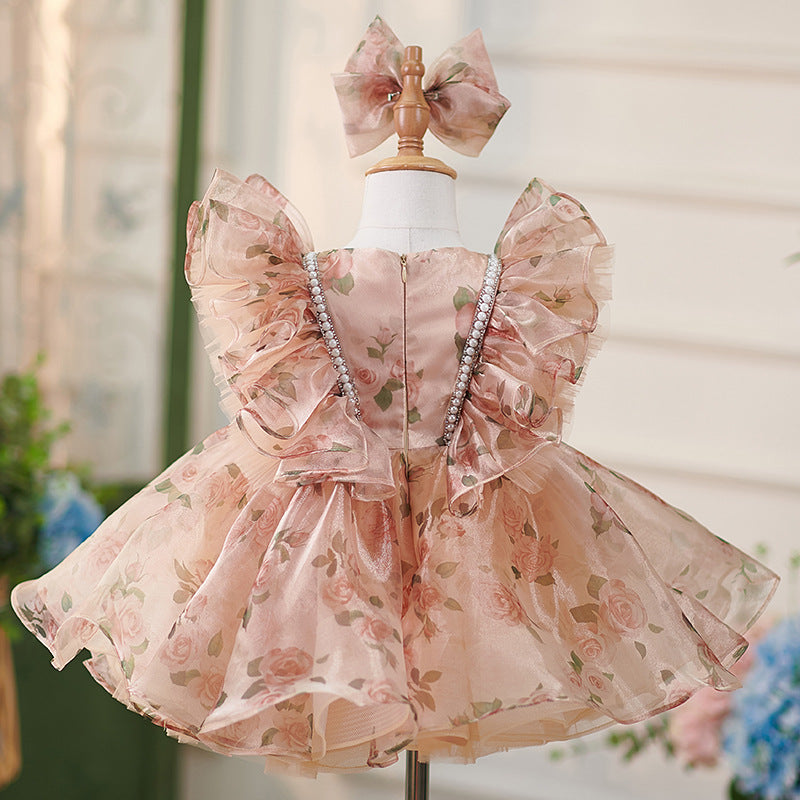 Floryme Floral Organza Knee-length Baby Girl Birthday Dress