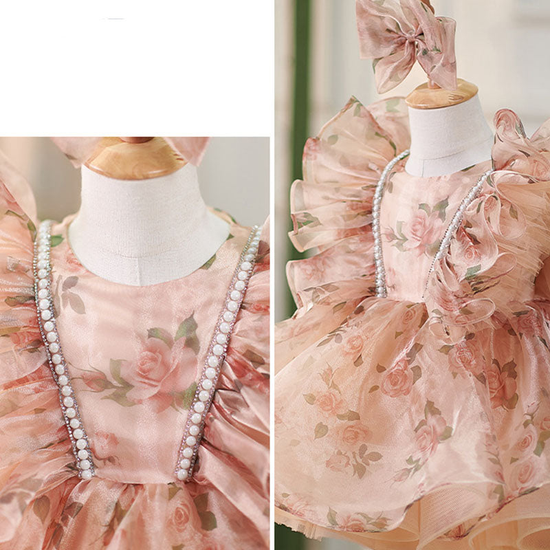 Floryme Floral Organza Knee-length Baby Girl Birthday Dress