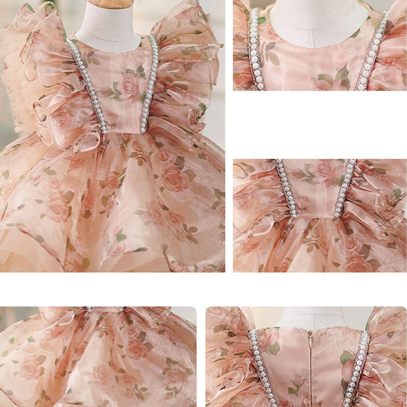 Floryme Floral Organza Knee-length Baby Girl Birthday Dress