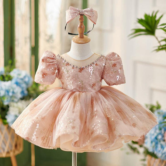 Floryme Princess Sequined Knee-length Toddler Birthday Dress