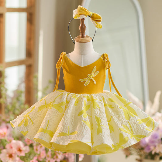 Floryme Princess Velvet Knee-length Toddler Birthday Dress