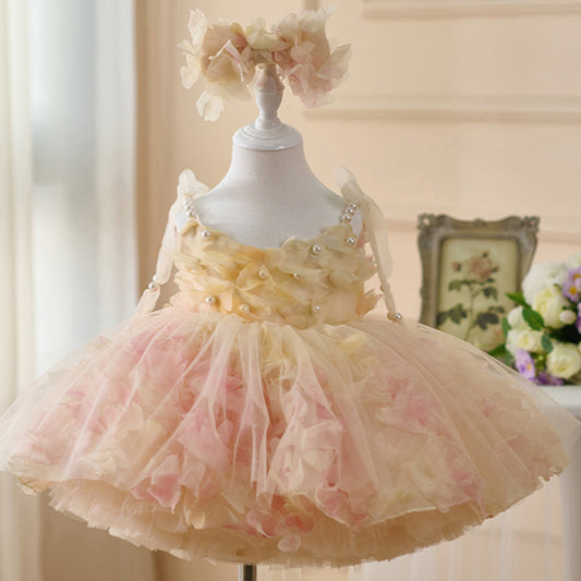 Floryme Princess Tulle Knee-length Baby Girl Birthday Dress