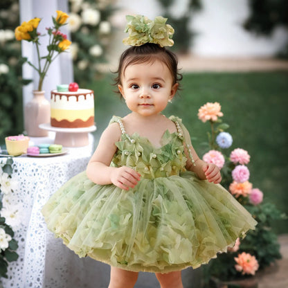 Floryme Princess Tulle Knee-length Baby Girl Birthday Dress