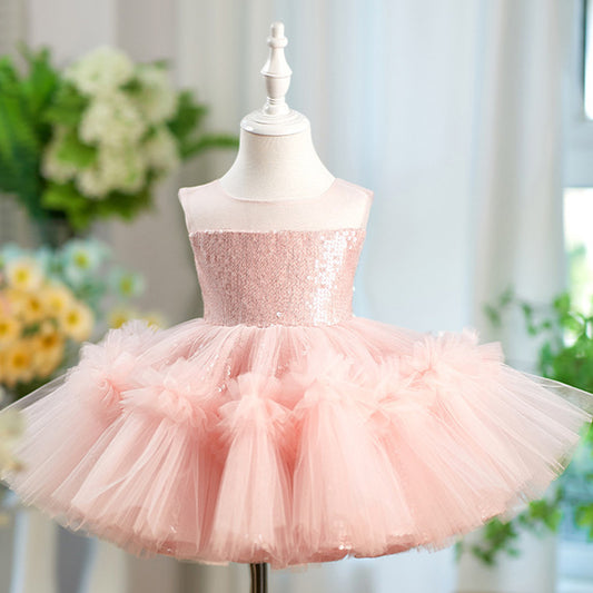 Floryme Princess Tulle Knee-length Toddler Birthday Dress