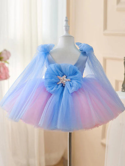 Floryme Satin/Tulle Knee-length Baby Girl Birthday Dress, Pageant & Themed Party Gown