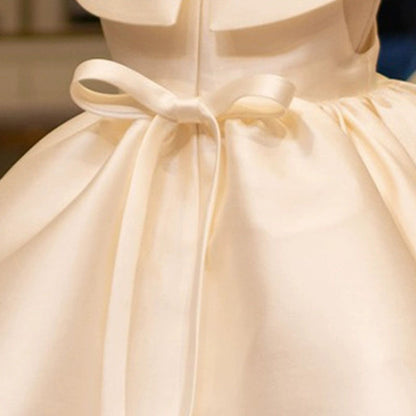 Floryme Satin Knee-length Gown for Christening & First Birthday with Bow